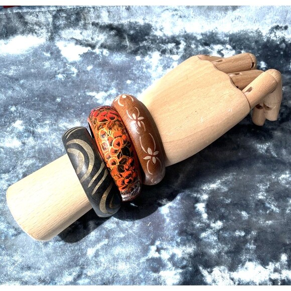Unbranded Jewelry - Artsy Bangle Bracelet Bundle Wood Jewelry Lot Boho Hippie Gypsy